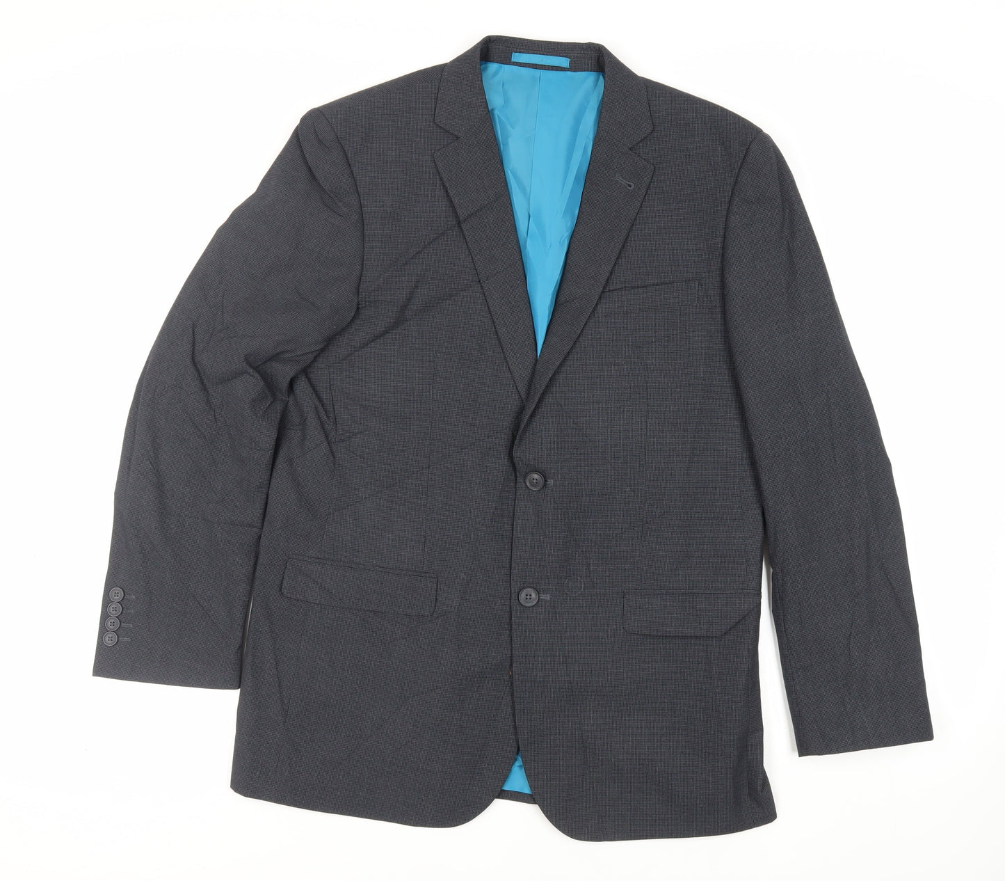 Greenwoods Mens Grey Geometric Polyester Jacket Suit Jacket Size 42 Regular