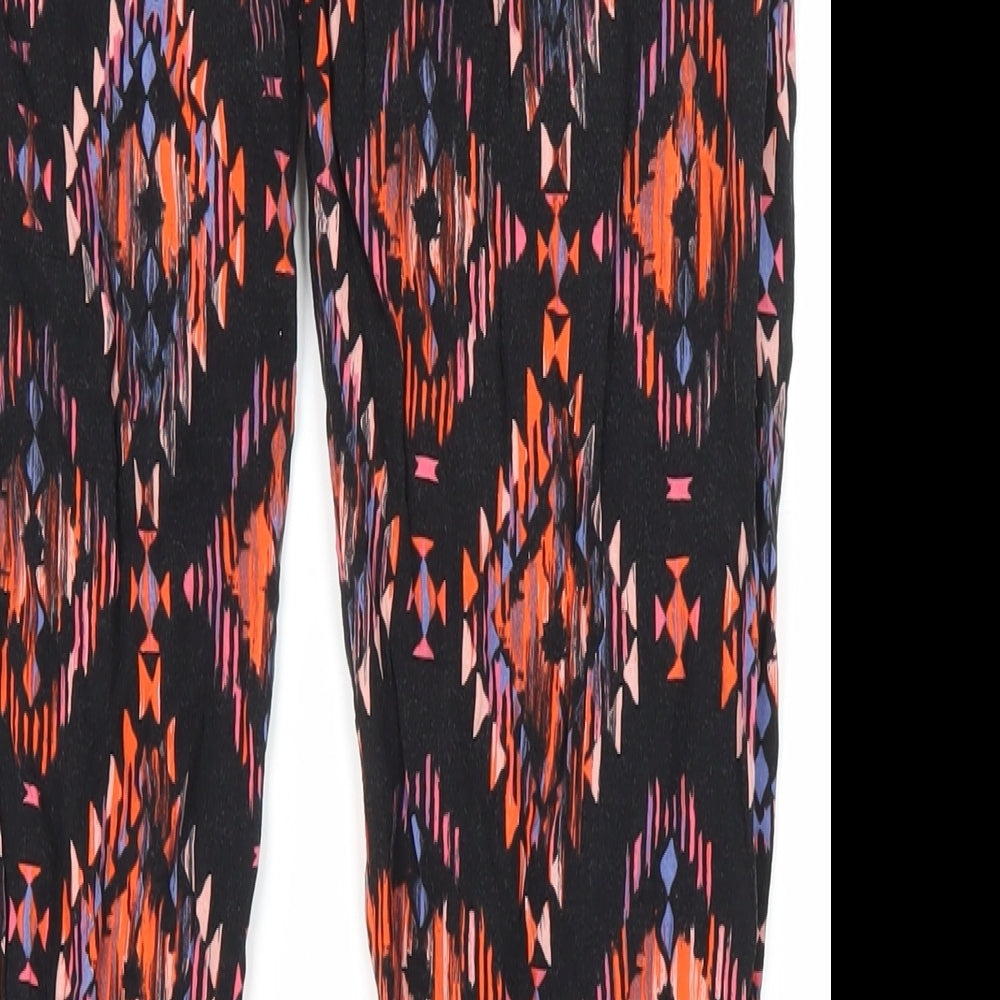 New Look Womens Multicoloured Geometric Viscose Carrot Trousers Size 8 L28 in Regular - Elastic Waist