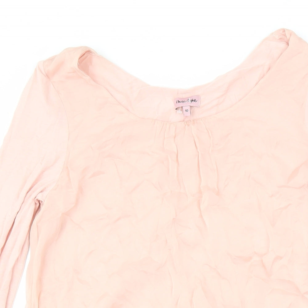 Phase Eight Womens Pink Polyester Blend Tunic Blouse Size 10 Boat Neck - Layered