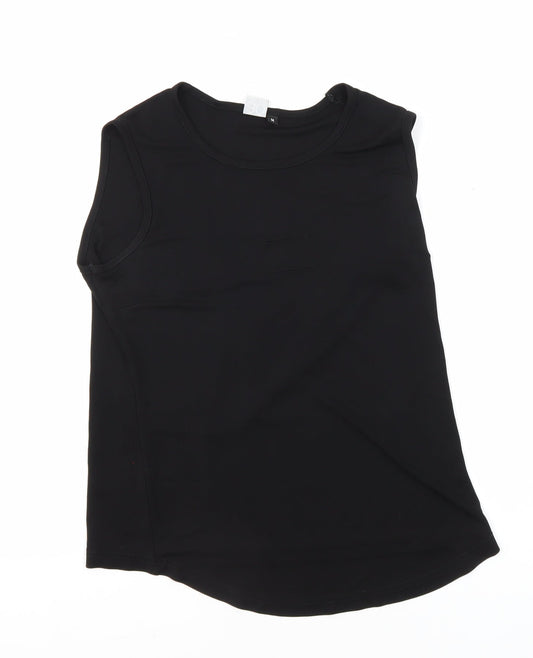 Ally Capellino Womens Black Acetate Basic Blouse Size M Round Neck