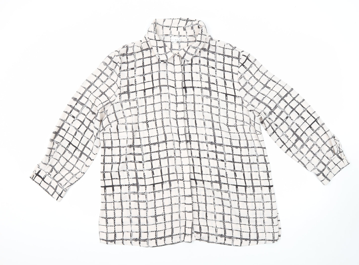 Linea Womens Multicoloured Check Polyester Tunic Blouse Size 16 Collared
