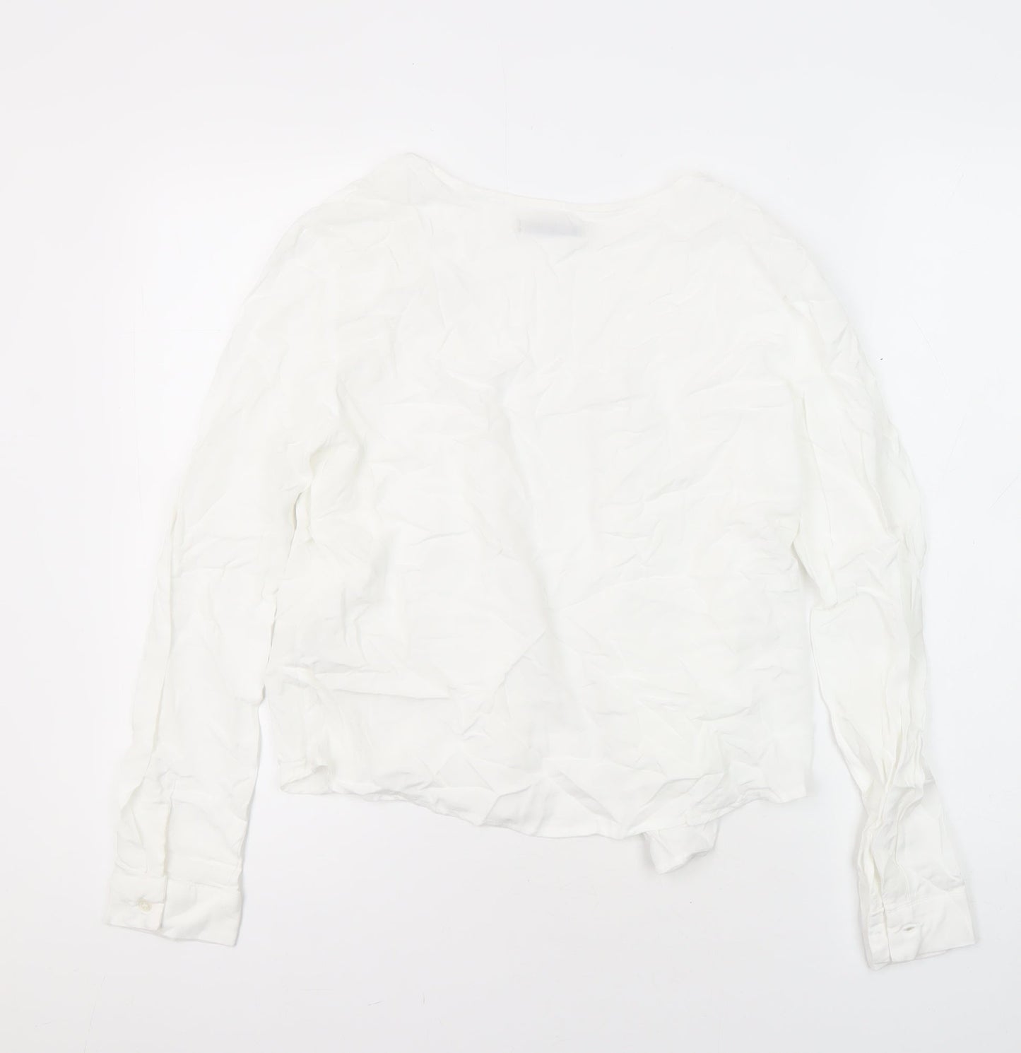 Pull&Bear Womens White Viscose Tunic Blouse Size M Collared