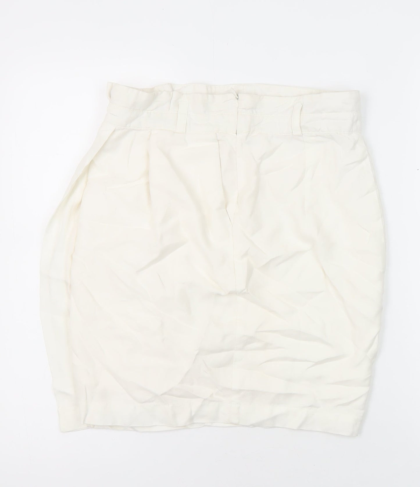 Zara Womens Ivory Acrylic Mini Skirt Size M Zip - Wrap front