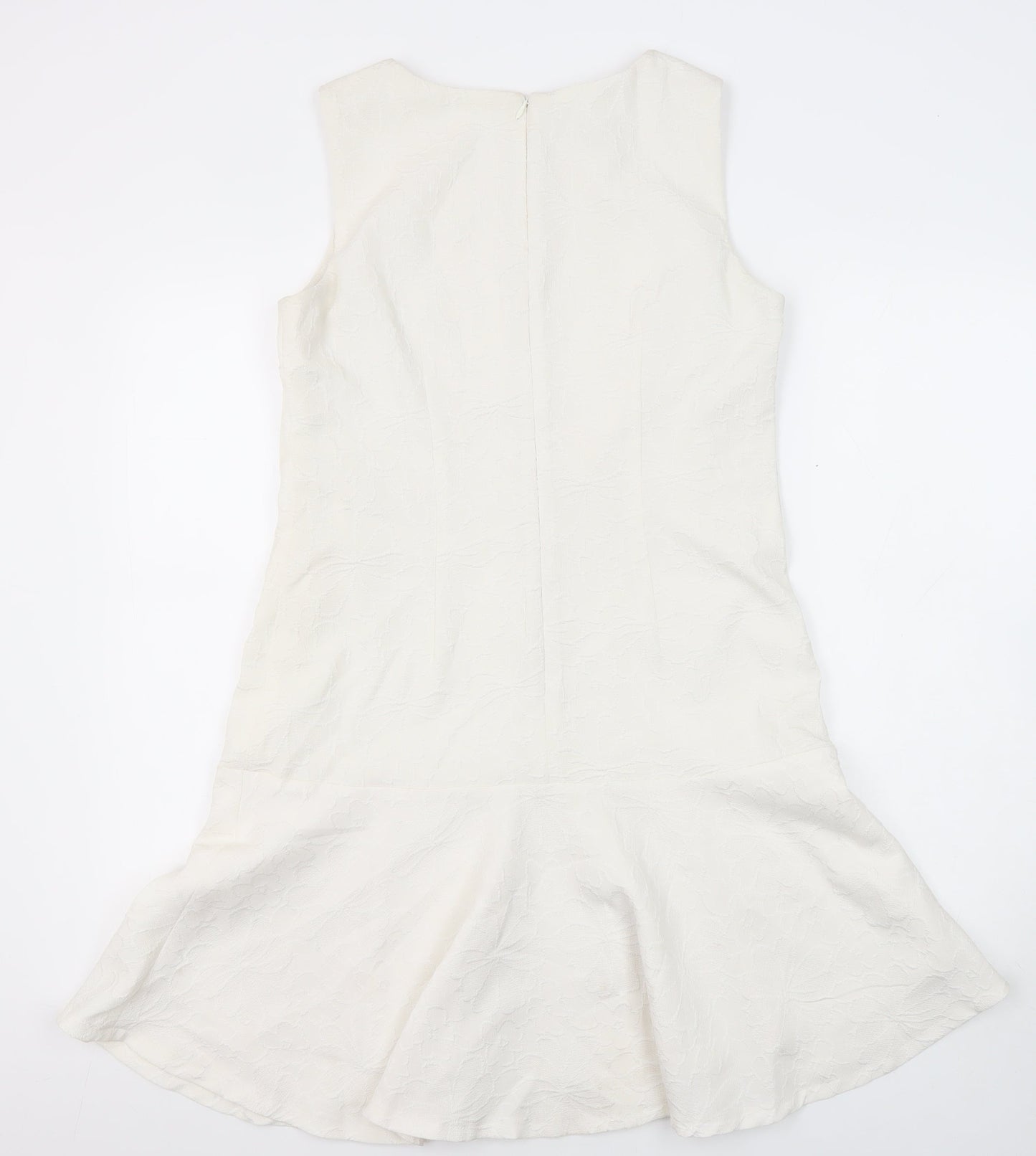 Nine West Womens Ivory Polyester Blend A-Line Size S Round Neck Zip