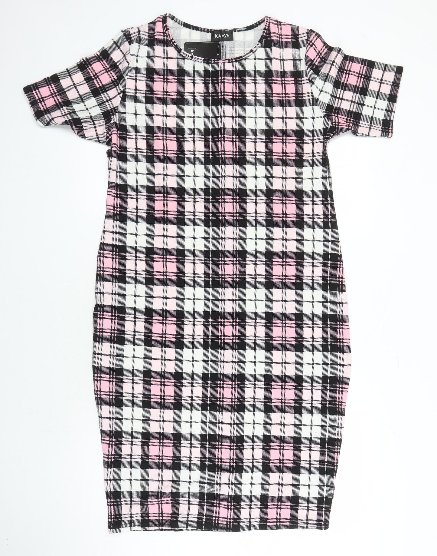 Kaaya Womens Multicoloured Check Polyester Pencil Dress Size 22 Round Neck