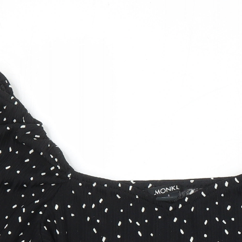 Monkl Womens Multicoloured Polka Dot Polyester Cropped T-Shirt Size S Off the Shoulder