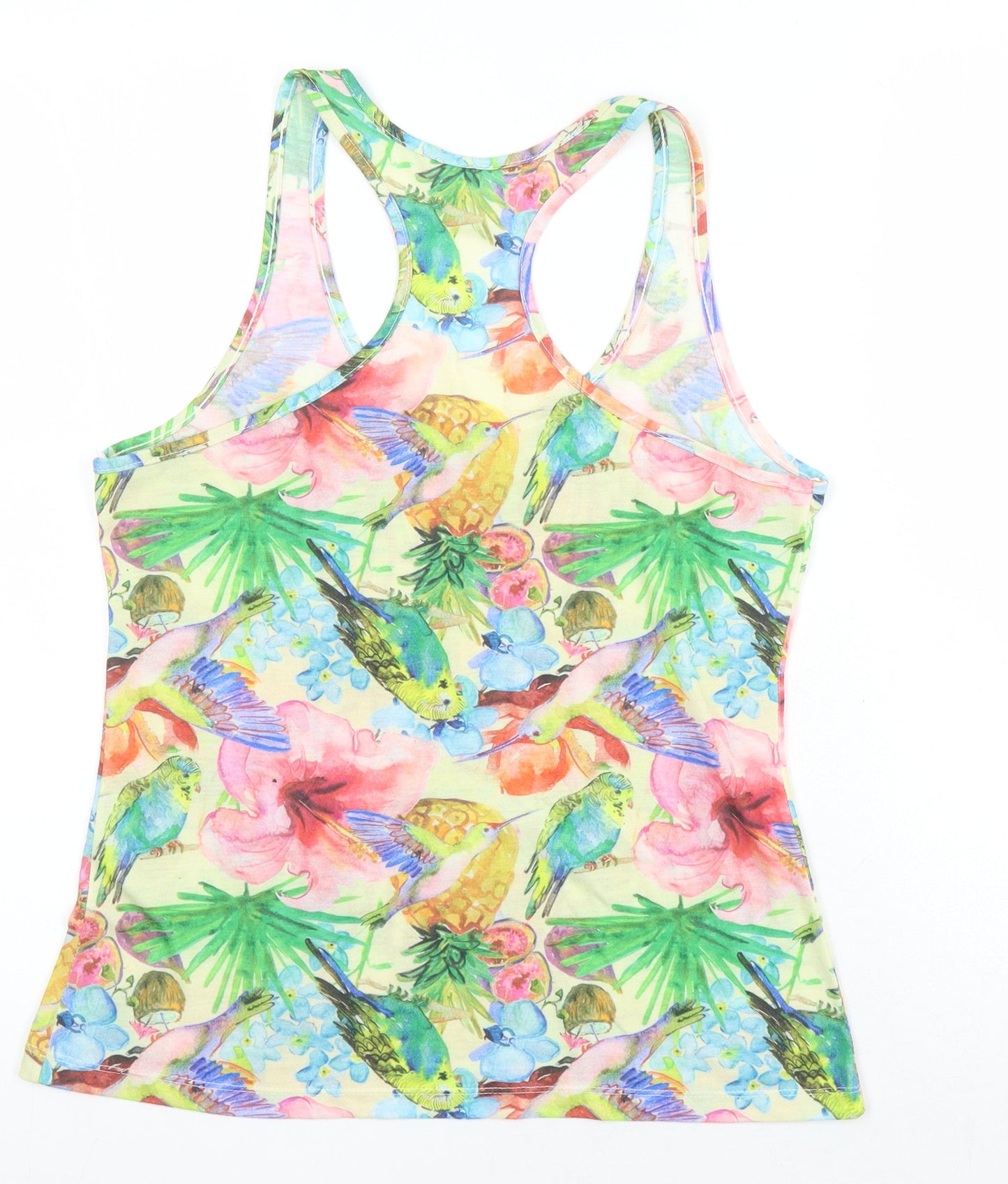 Gaw essentials Womens Multicoloured Geometric Polyester Basic T-Shirt Size S Scoop Neck