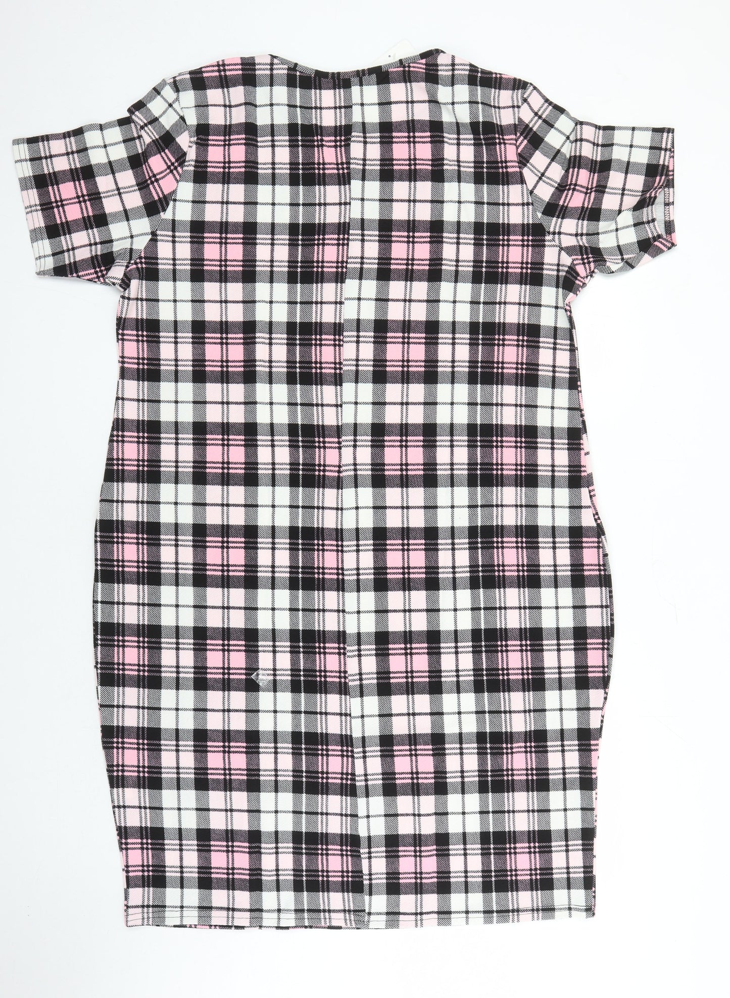 Kaaya Womens Multicoloured Check Polyester Pencil Dress Size 16 Round Neck