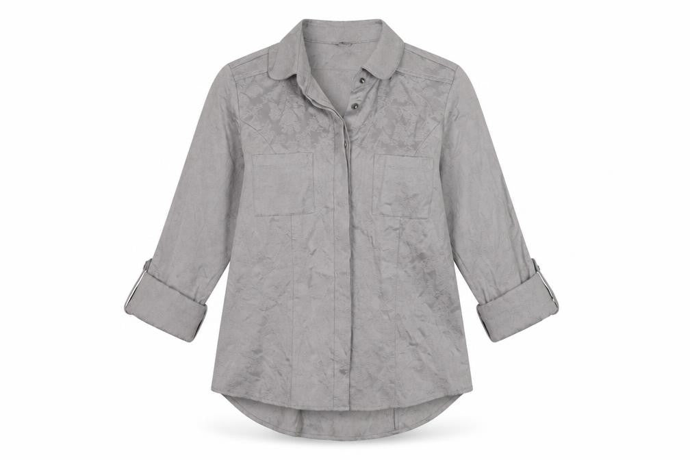 NEXT Womens Grey Cotton Basic Button-Up Size 10 Collared