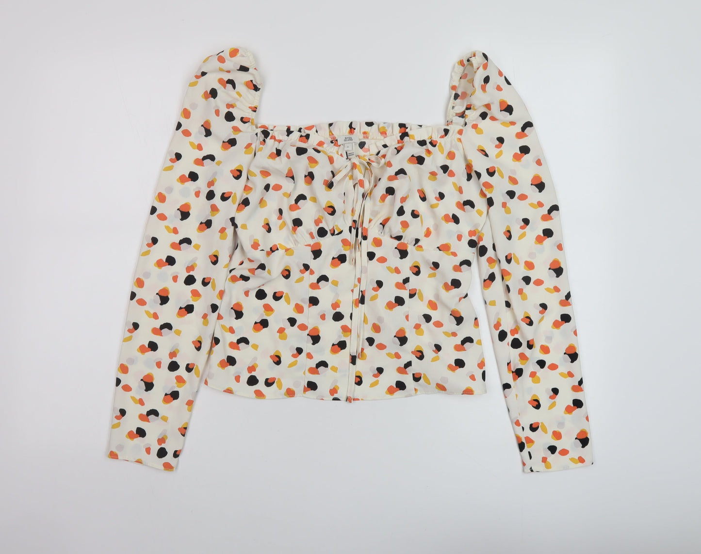 River Island Womens Ivory Geometric Polyester Basic Blouse Size 8 Sweetheart