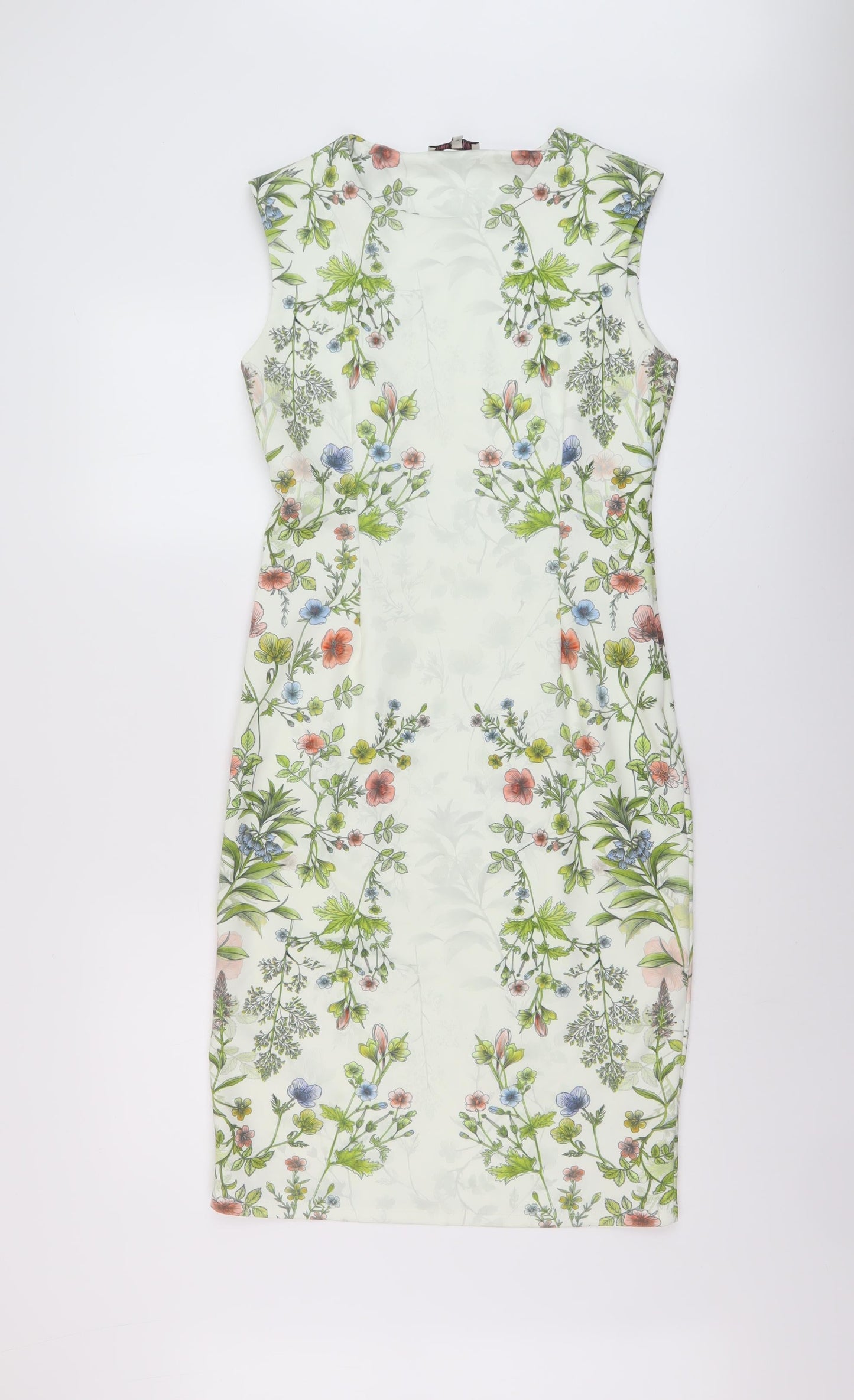 NEXT Womens Multicoloured Floral Polyester Sheath Size 10 Round Neck Zip