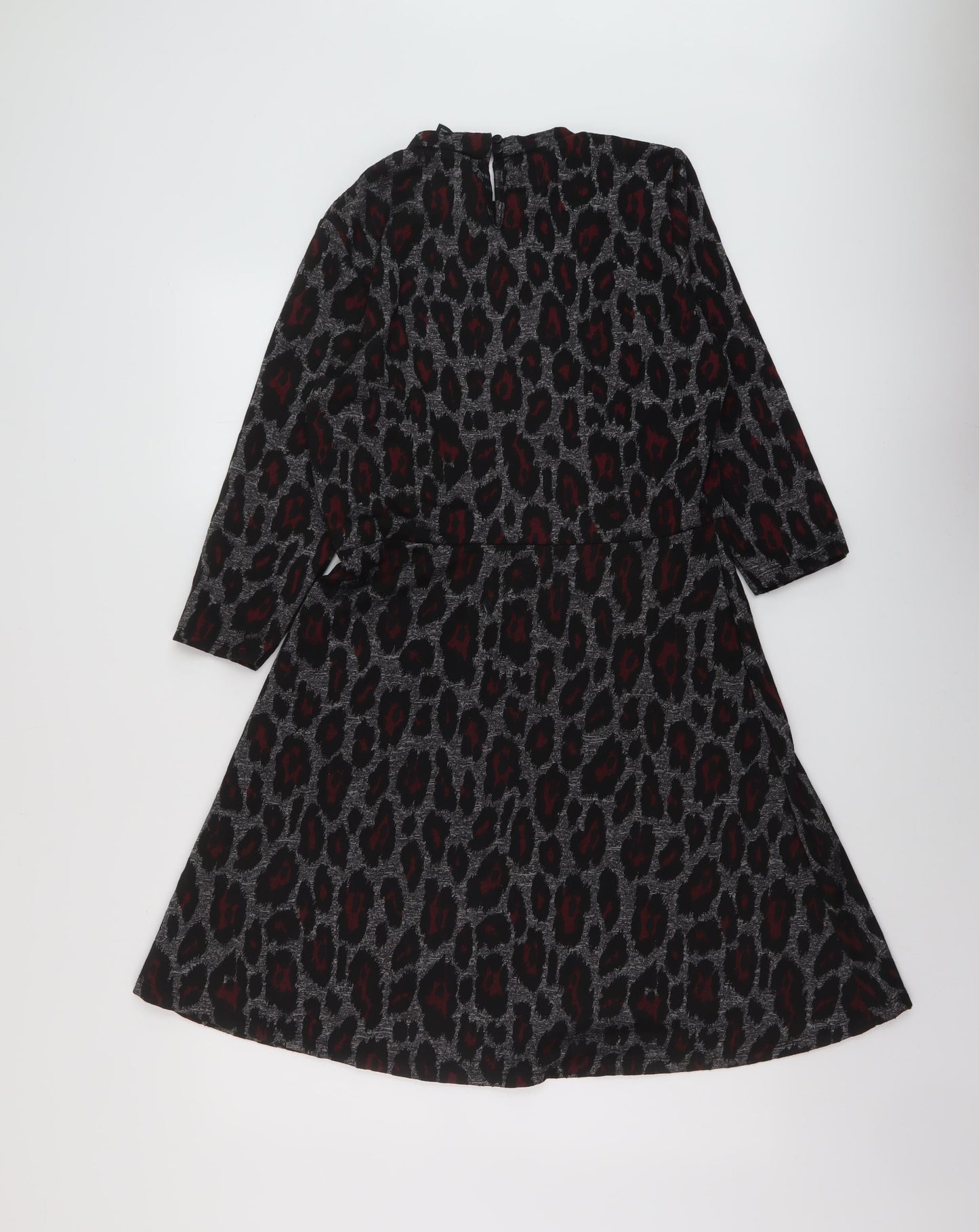 Dorothy Perkins Womens Grey Animal Print Polyester A-Line Size 12 Mock Neck Zip