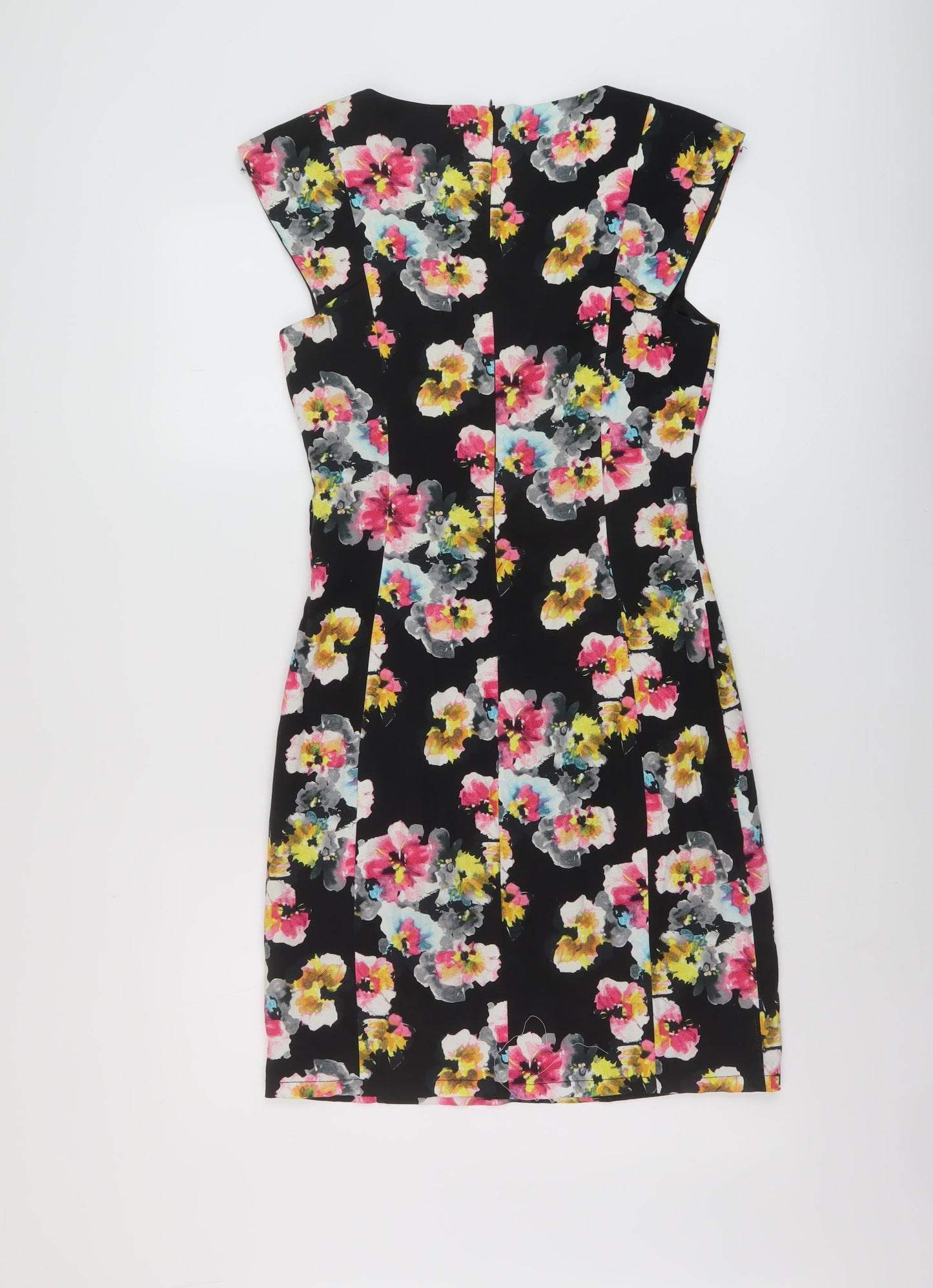 Apricot Womens Beige Floral Cotton Sheath Size S Round Neck Zip