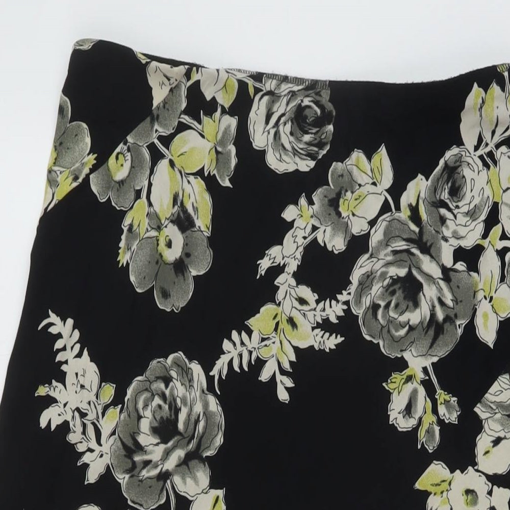 Marks and Spencer Womens Beige Floral Viscose A-Line Skirt Size 12