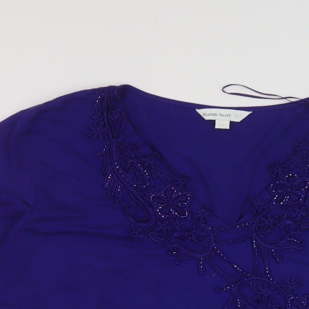 Heather Valley Womens Blue Viscose Basic Blouse Size 20 V-Neck