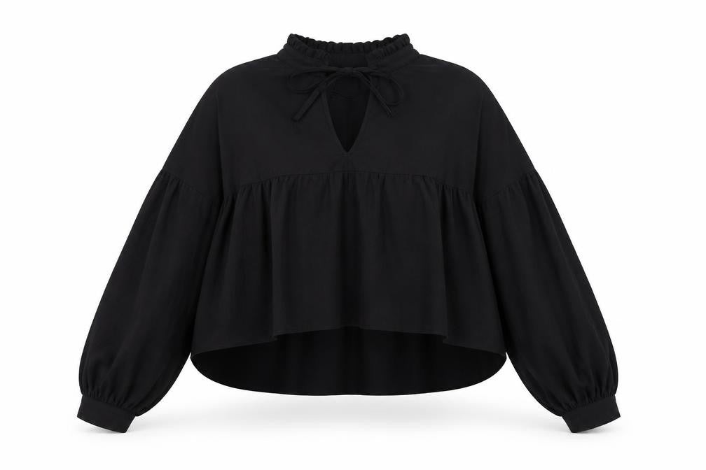 In the Style Womens Black Polyester Basic Blouse Size 10 Mock Neck