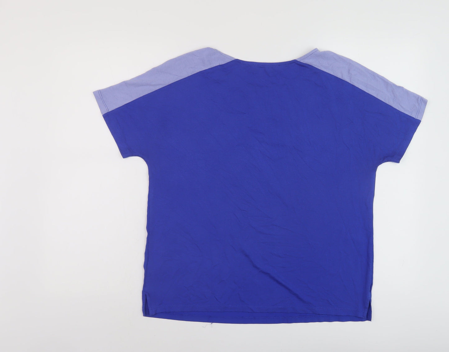 Marks and Spencer Womens Blue Viscose Basic T-Shirt Size 12 Round Neck