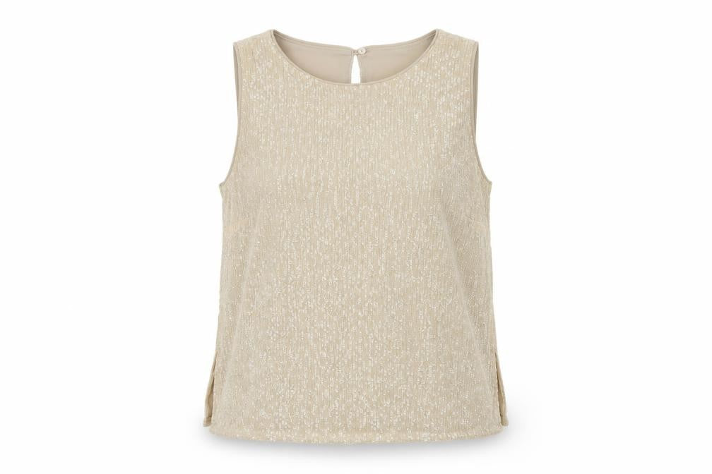 Marks and Spencer Womens Beige Polyester Basic Tank Size 12 Round Neck