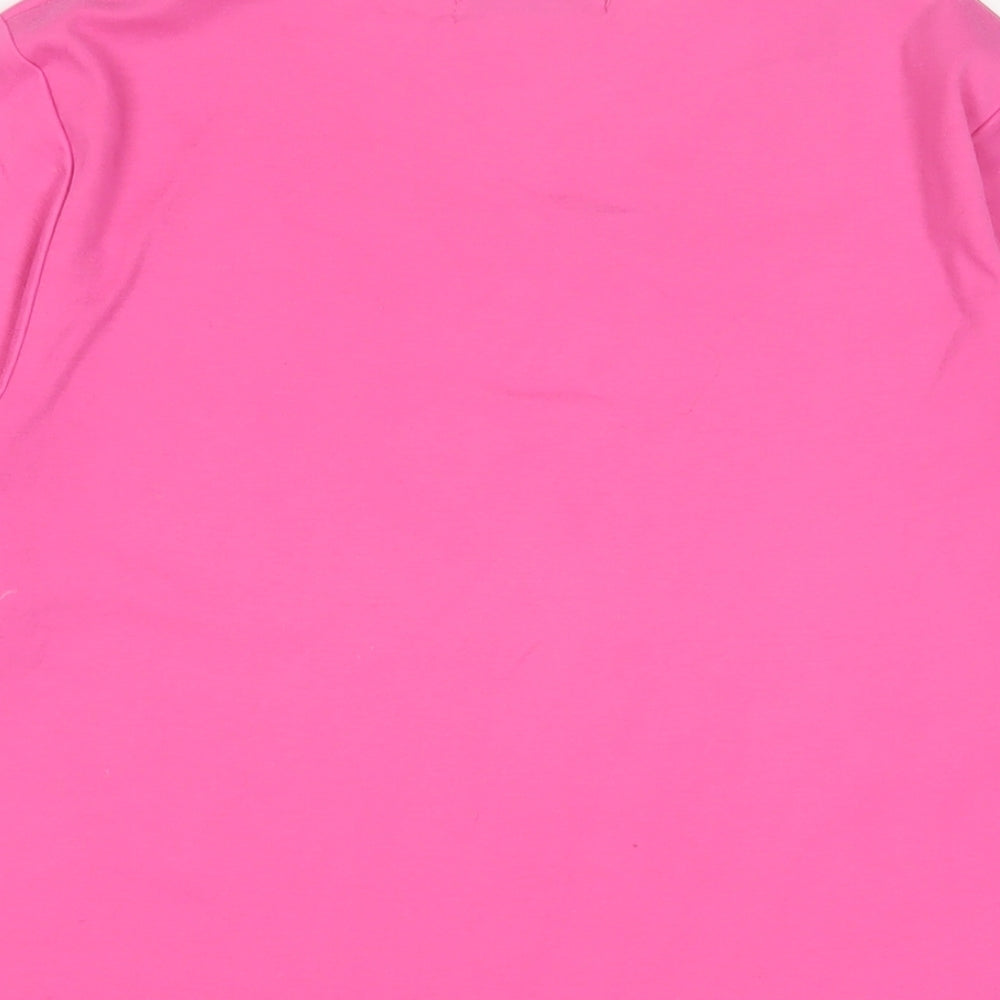 Poppy Womens Pink Cotton Basic T-Shirt Size 12 V-Neck - Embroidered