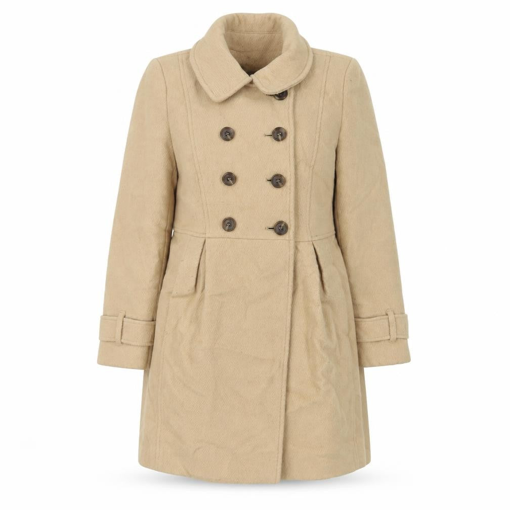 Marks & Spencer Womens Beige Overcoat Coat Size 6 Button