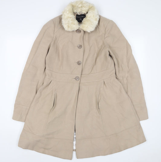 Dorthy Perkins Womens Beige Overcoat Coat Size 12 Button