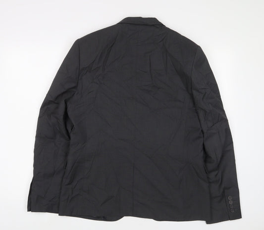 H&M Mens Grey Polyester Jacket Suit Jacket Size 40 Regular