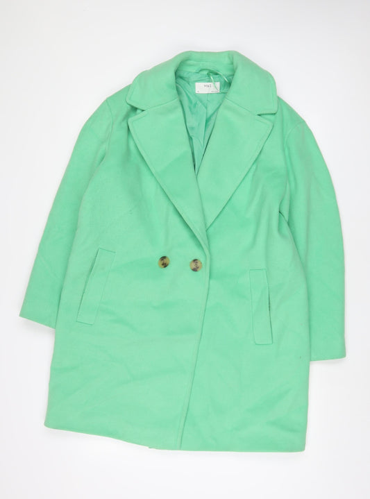Marks and Spencer Womens Green Overcoat Coat Size 14 Button