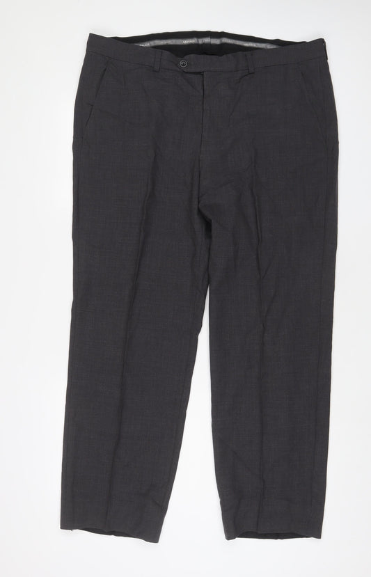 ARMANI Mens Grey Wool Trousers Size 40 in L31 in Regular Zip