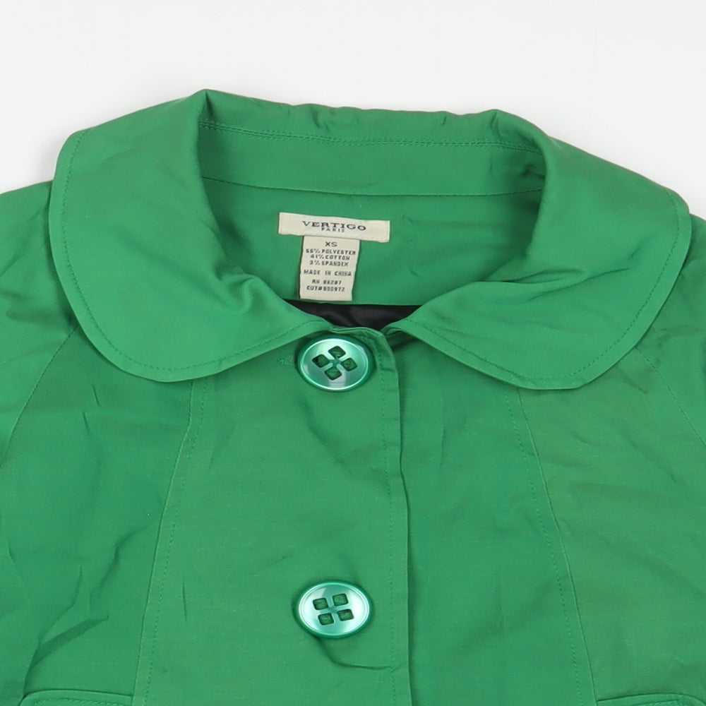 Vertigo Womens Green Jacket Blazer Size XS Button