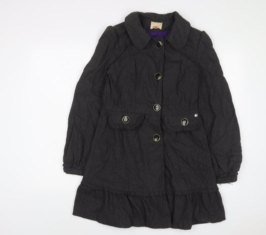 Miso Womens Grey Overcoat Coat Size 10 Button
