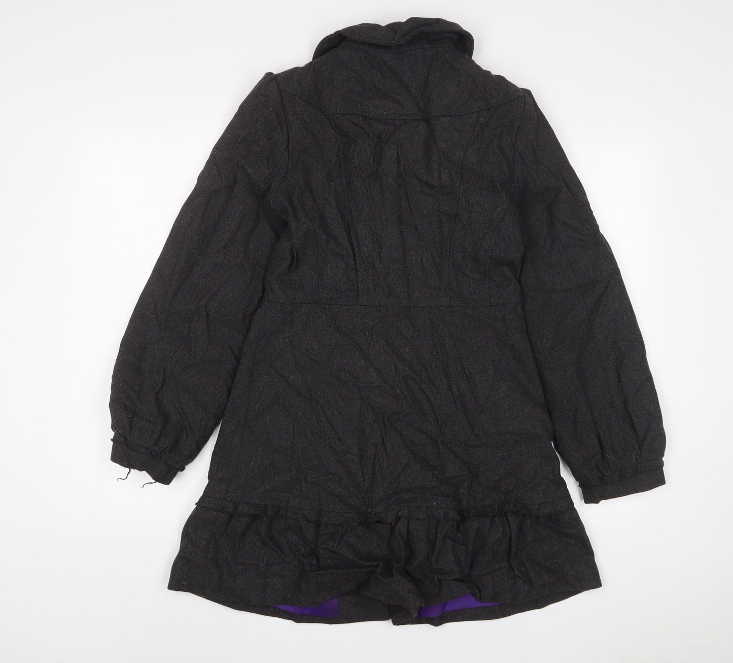 Miso Womens Grey Overcoat Coat Size 10 Button