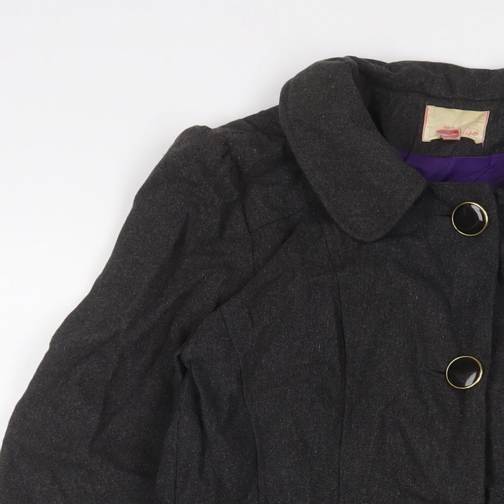Miso Womens Grey Overcoat Coat Size 10 Button