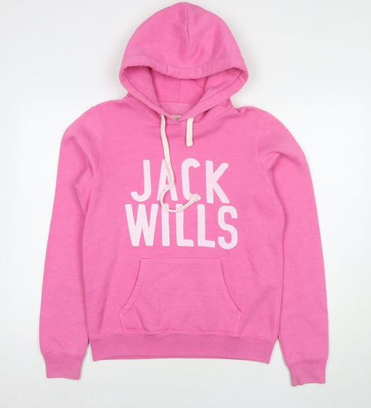 Jack Wills Womens Pink Cotton Pullover Hoodie Size 12 Pullover - Logo