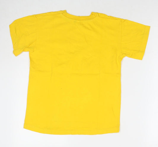 Punch Boys Yellow Cotton Basic T-Shirt Size 10 Years Round Neck Pullover - Jungle Animals Text