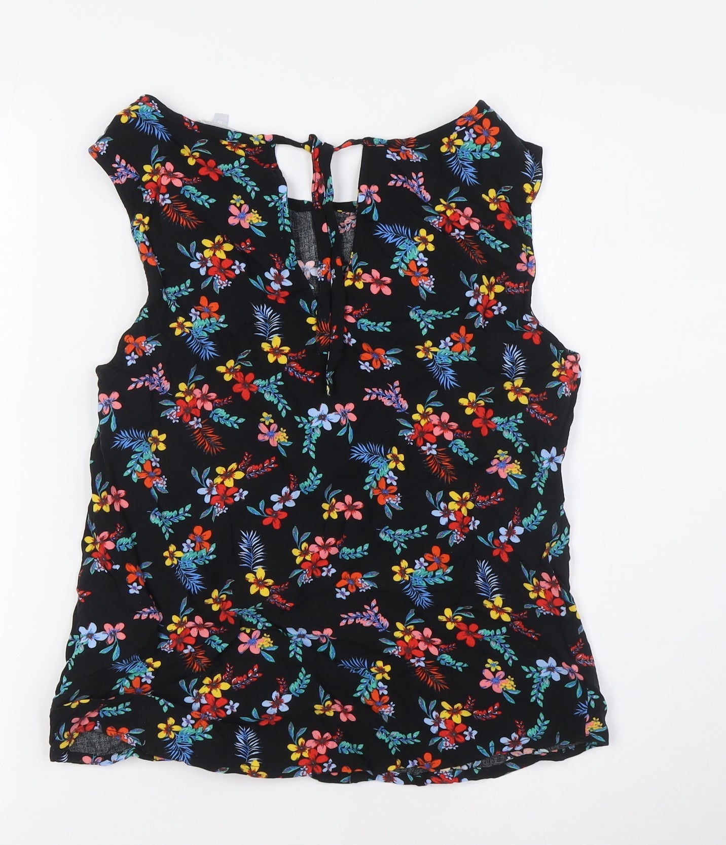 Red Herring Womens Multicoloured Floral Viscose Basic Button-Up Size 10 Boat Neck