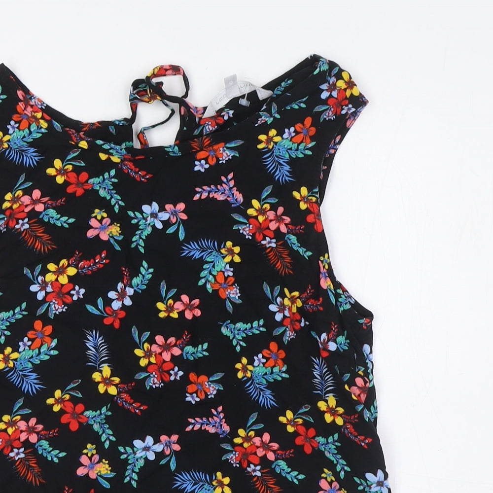Red Herring Womens Multicoloured Floral Viscose Basic Button-Up Size 10 Boat Neck