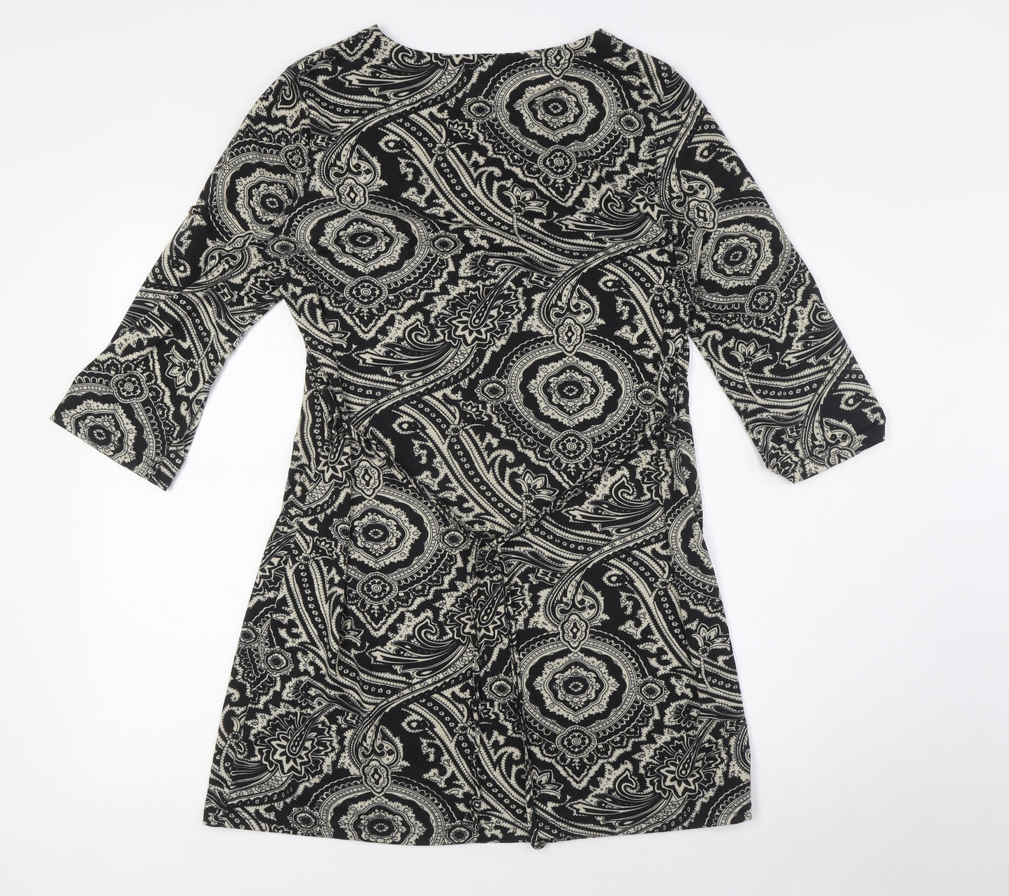 QED London Womens Black Cotton A-Line Size L Round Neck