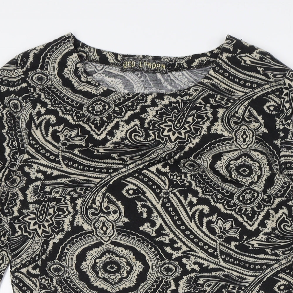 QED London Womens Black Cotton A-Line Size L Round Neck