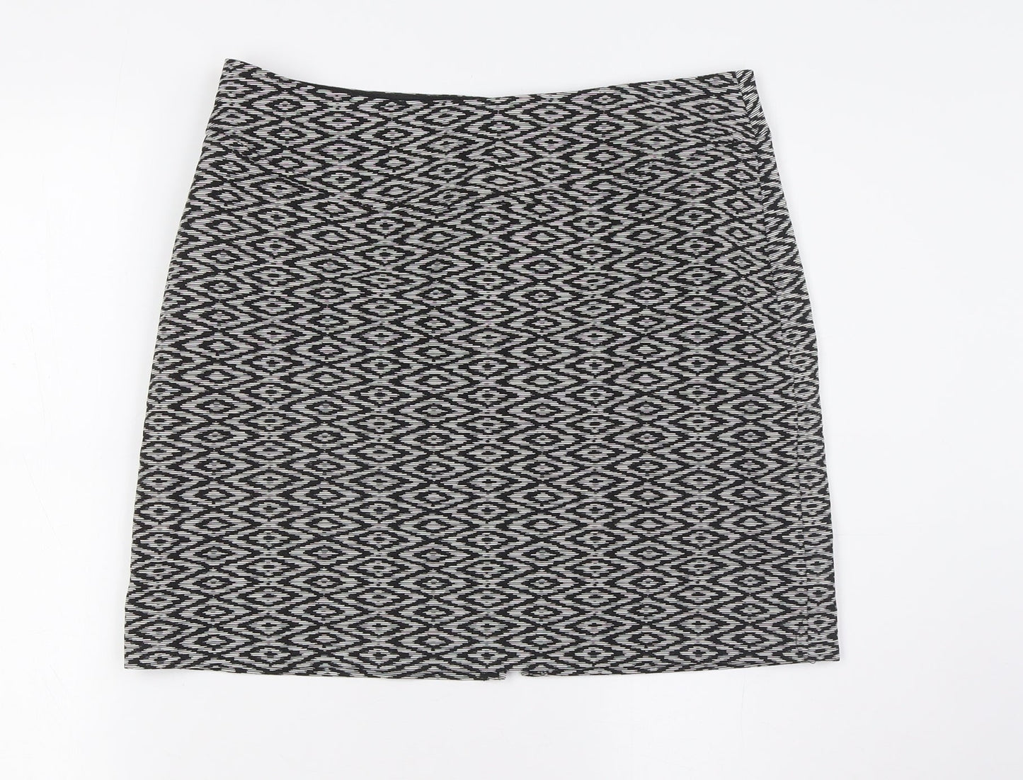 Jobis Womens Black Cotton A-Line Skirt Size 12 Zip