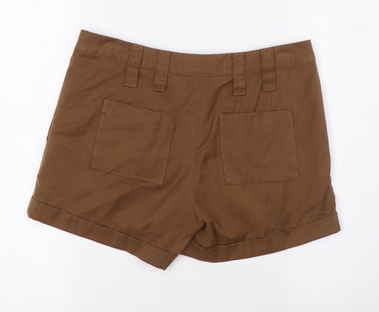Vera Moda Womens Brown Polyester Bermuda Shorts Size 8 L3 in Regular Zip - Turn Ups