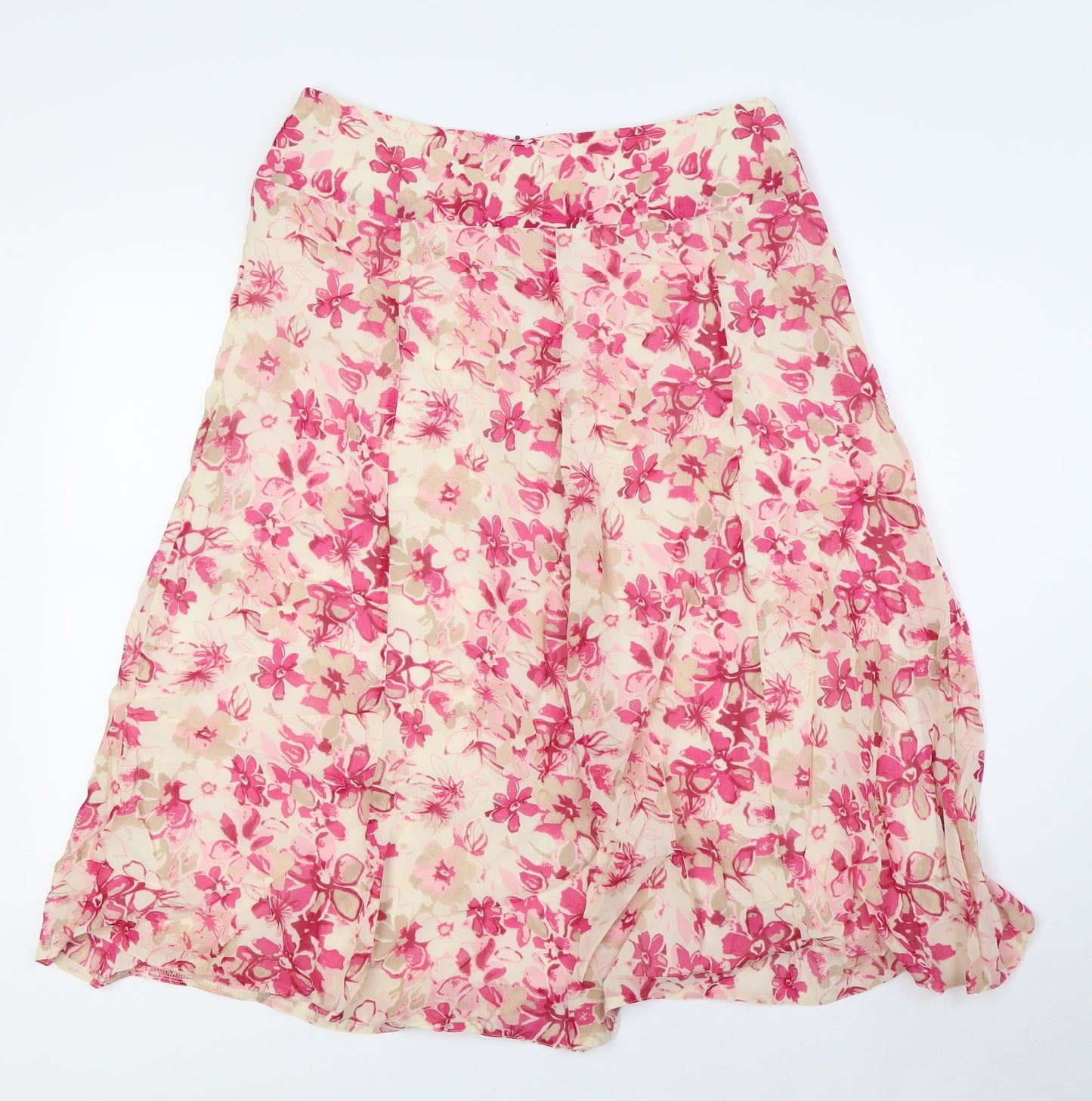 EWM Womens Pink Floral Polyester A-Line Skirt Size 12 Zip