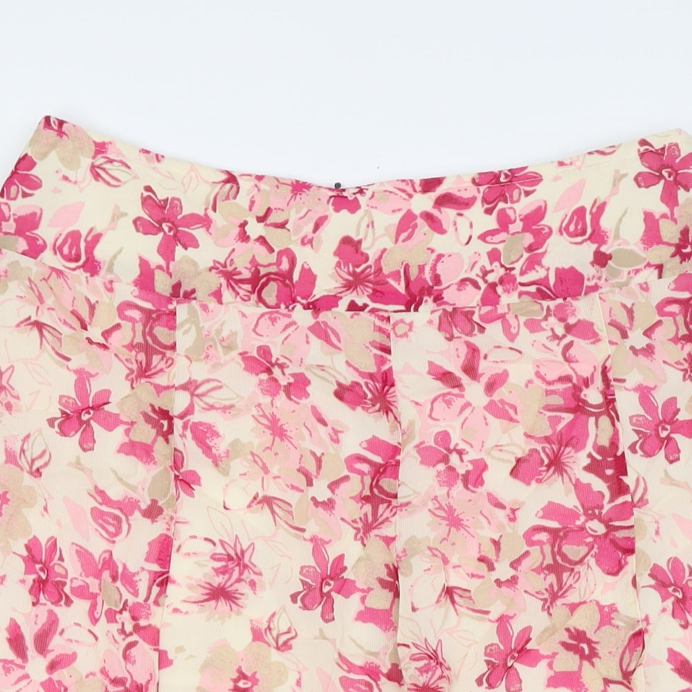 EWM Womens Pink Floral Polyester A-Line Skirt Size 12 Zip