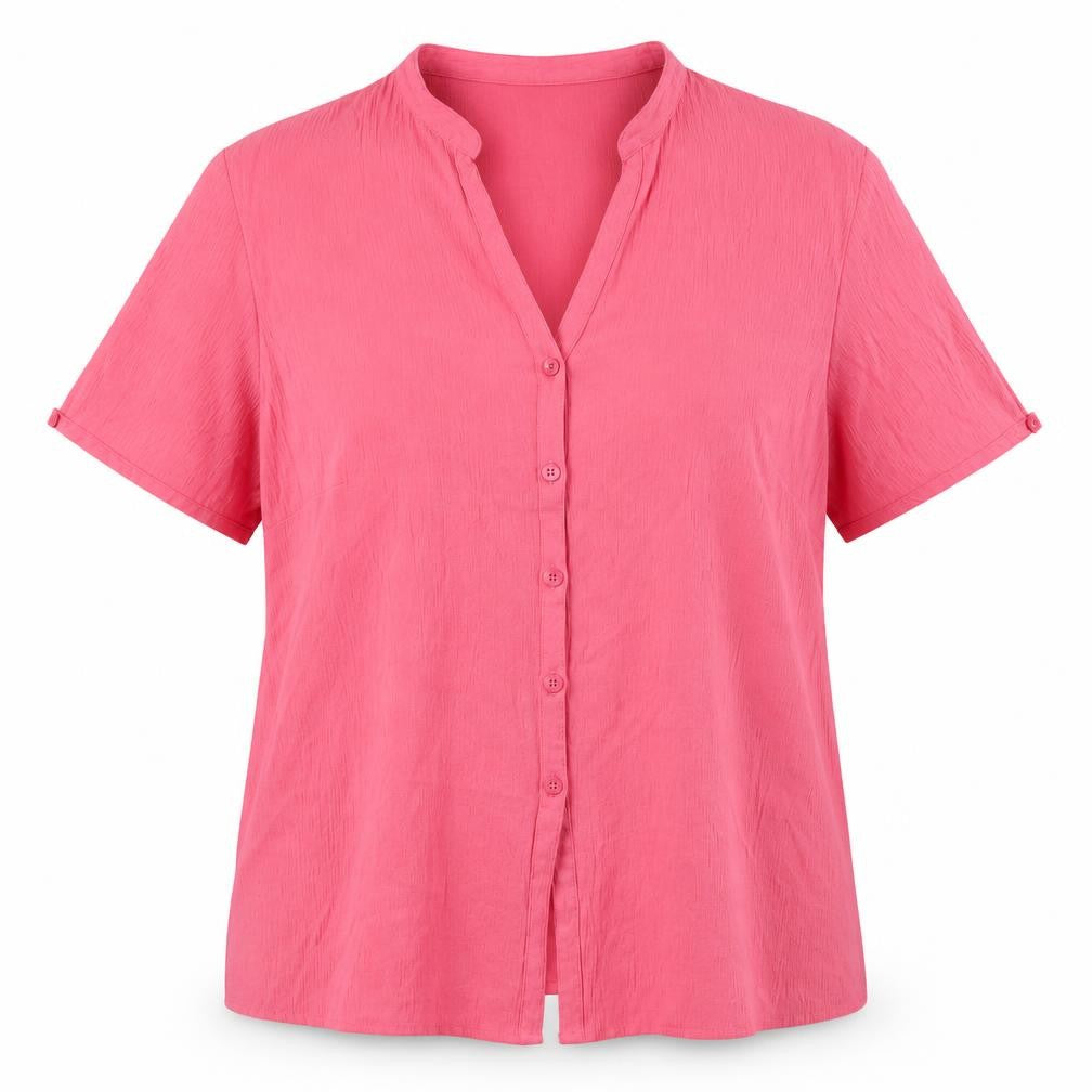 Womens UK Size 18 EWM Pink Polyester Button-Up