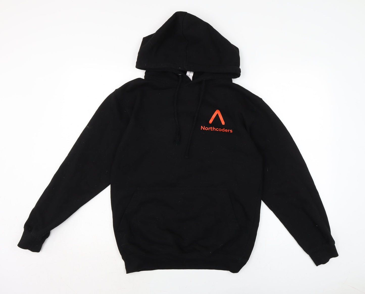 JustHoods Mens Black Cotton Pullover Hoodie Size S