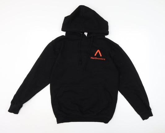 JustHoods Mens Black Cotton Pullover Hoodie Size S
