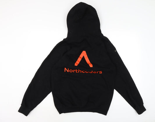JustHoods Mens Black Cotton Pullover Hoodie Size S