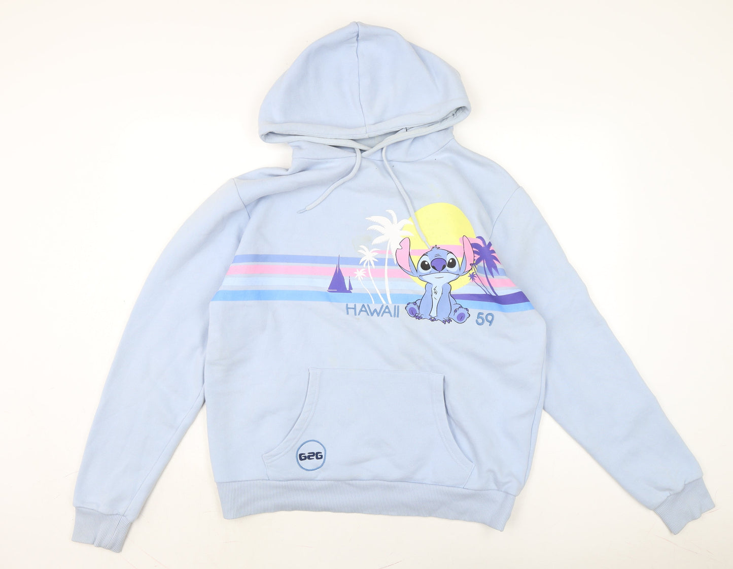 Disney Womens Blue Cotton Pullover Hoodie Size M