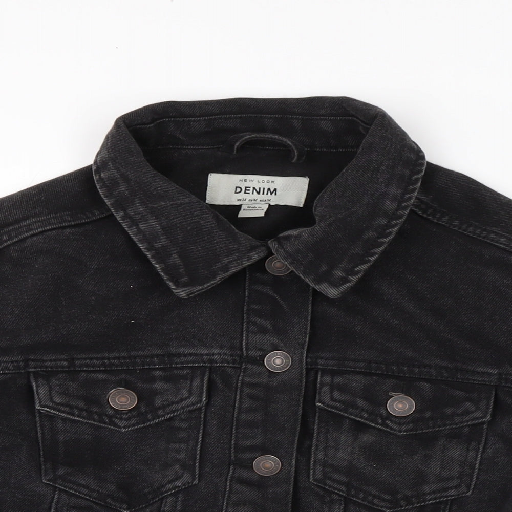 New Look Womens Grey Biker Jacket Size M Button