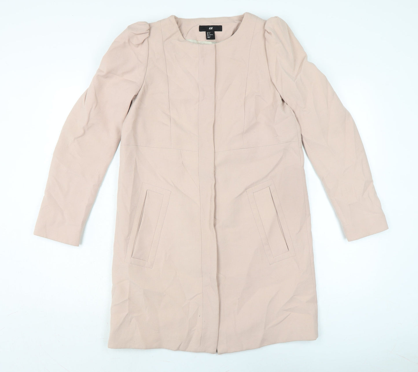 H&M Womens Pink Overcoat Coat Size 8 Zip