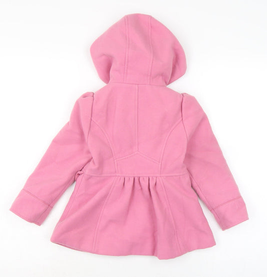 Made with love Girls Pink Pea Coat Coat Size 3 Years Button